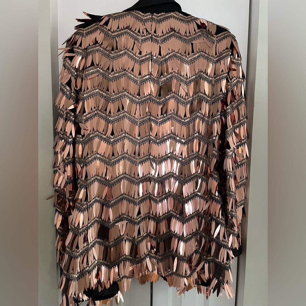 Sequin Embellished Women's Jacket - Black and Rose Gold - Picture 6 of 6